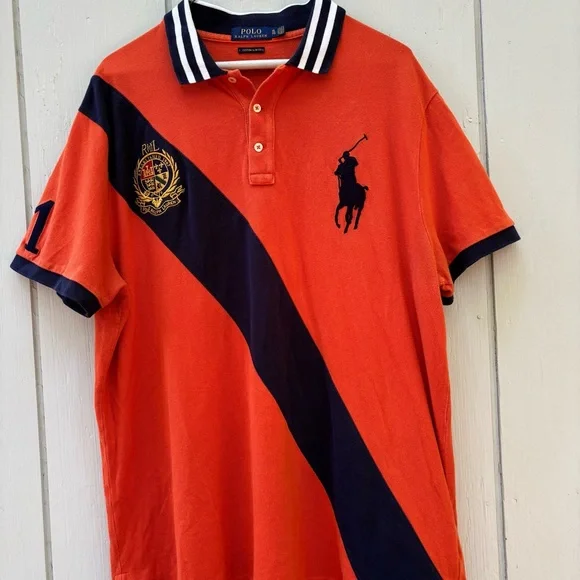 POLO RALPH LAUREN—Burnt Orange Polo Shirt—XL—Custom Slim Fit—Big